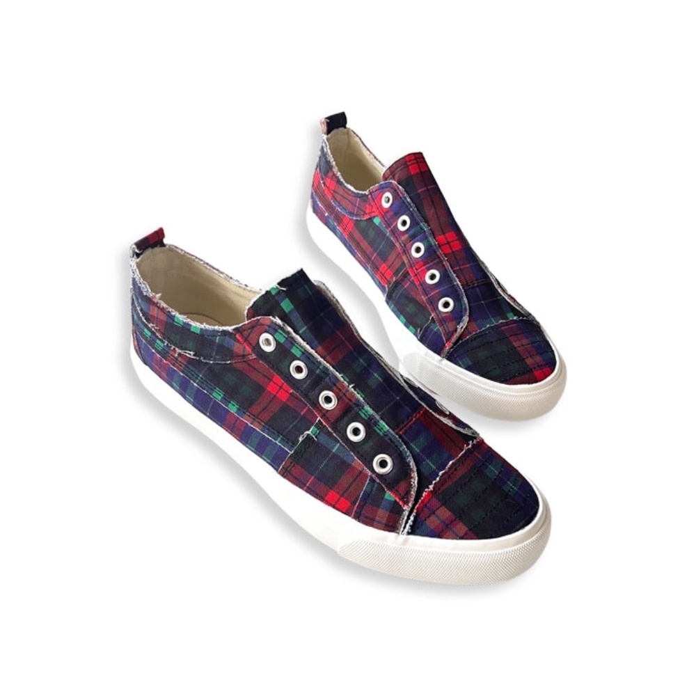My navy Tartan Babalu Shoes